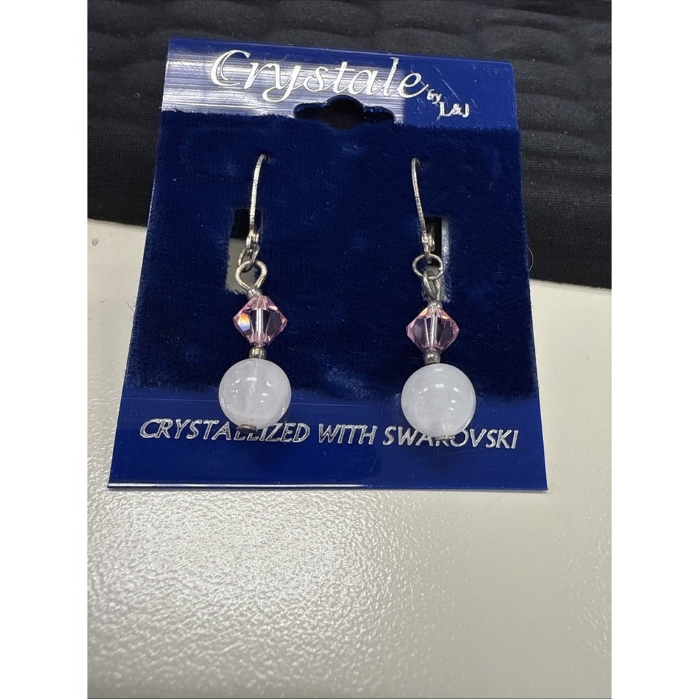 Crystale Earrings Made With Beautful Pink Swarovski Crystal Beads Vintage E1-2‎